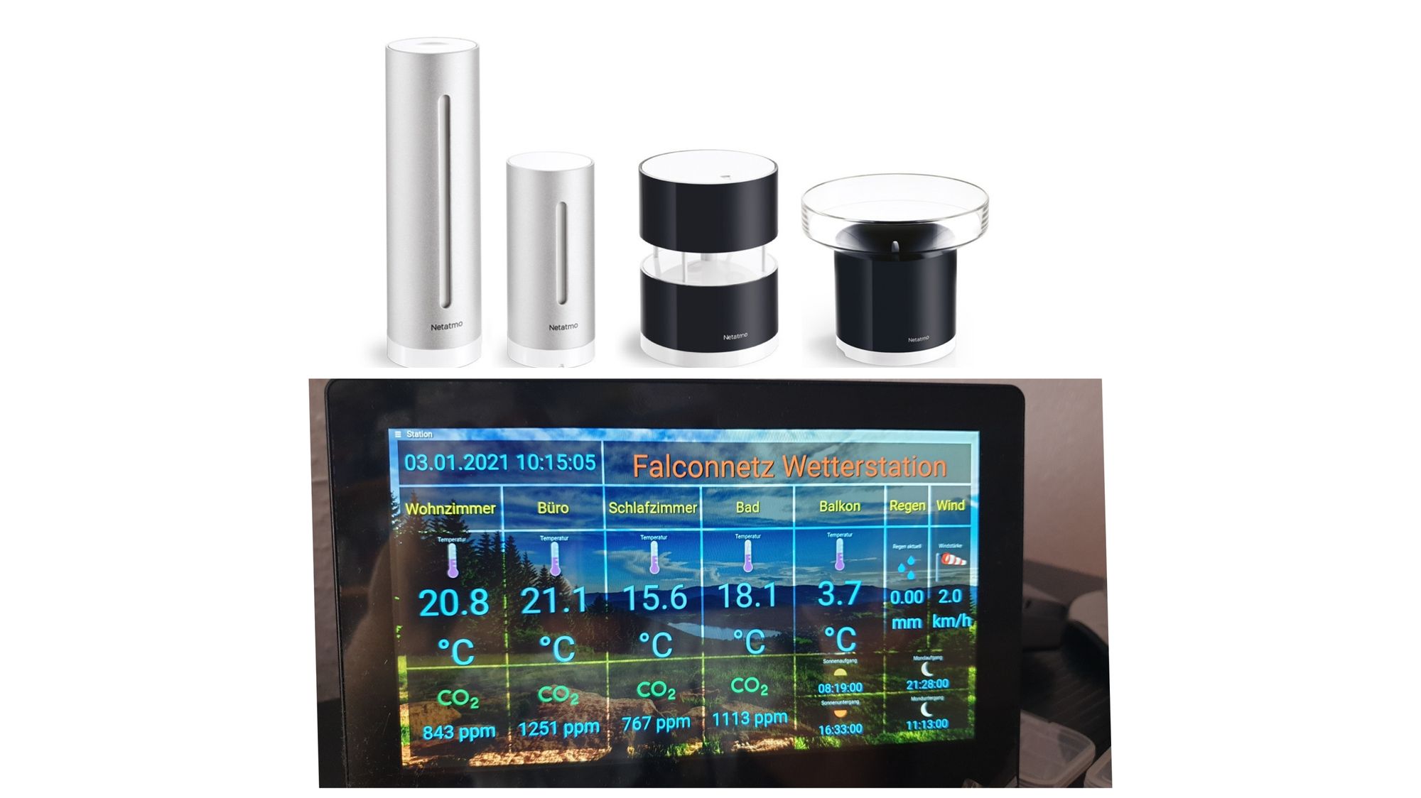 Touchdisplayanzeige für Netatmo Wetterstation